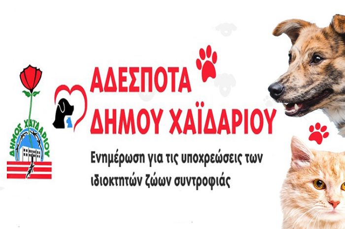 Αδέσποτα Δήμου Χαϊδαρίου: Ενημέρωση για τις υποχρεώσεις των ιδιοκτητών ζώων συντροφιάς