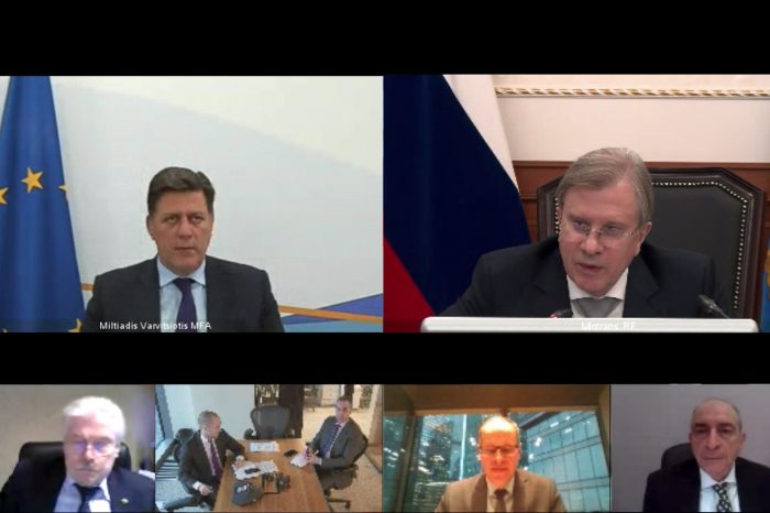 Τηλεδιάσκεψη Αναπληρωτή Υπουργού Εξωτερικών Μιλτιάδη Βαρβιτσιώτη με τον Ρώσο Υπουργό Μεταφορών Βιτάλι Σαβέλιεφ για την προετοιμασία της Μεικτής Διϋπουργικής Επιτροπής Ελλάδας-Ρωσίας (18.03.2021)