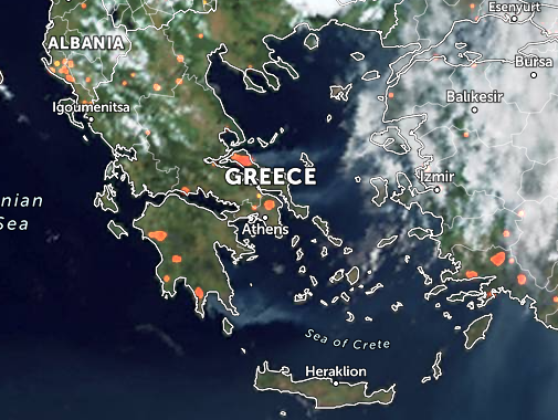 Δείτε σε πραγματικό χρόνο τα μέτωπα φωτιάς στην Ελλάδα