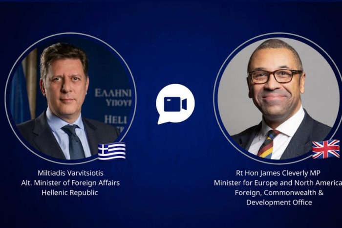 Συνομιλία Αναπληρωτή Υπουργού Εξωτερικών, Μιλτιάδη Βαρβιτσιώτη, με τον Υφυπουργό Εξωτερικών για θέματα Ευρώπης του Ηνωμένου Βασιλείου James Cleverly