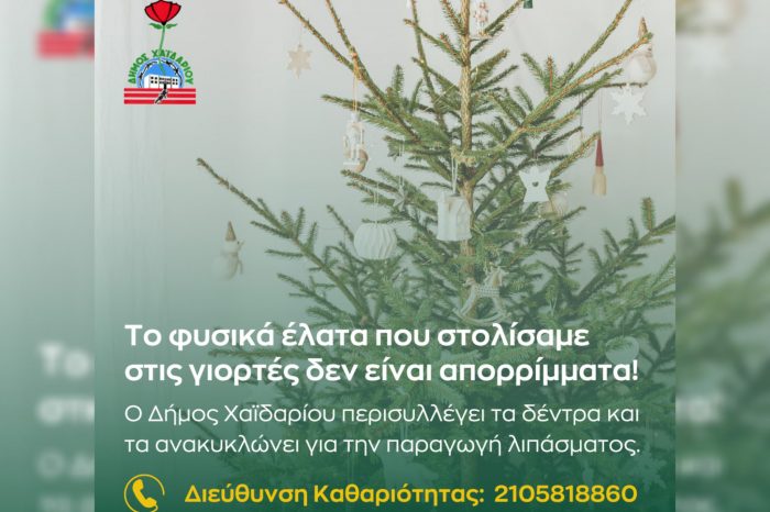 Ανακύκλωση Χριστουγεννιάτικων δέντρων από τον Δήμο Χαϊδαρίου